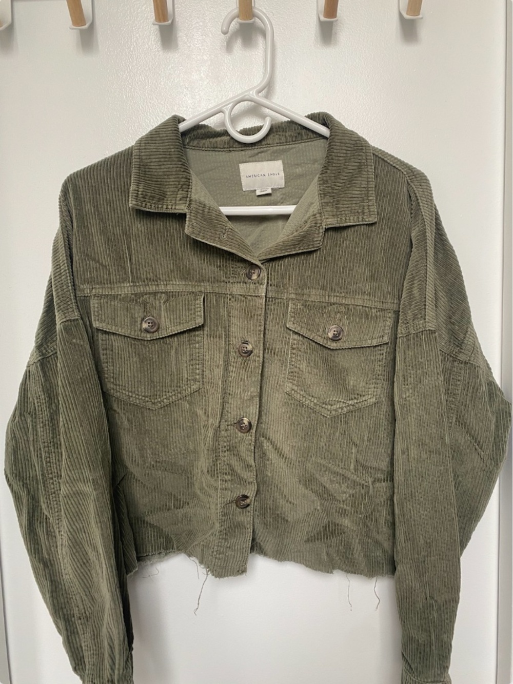 American Eagle Cropped Corduroy Button Up Shirt
